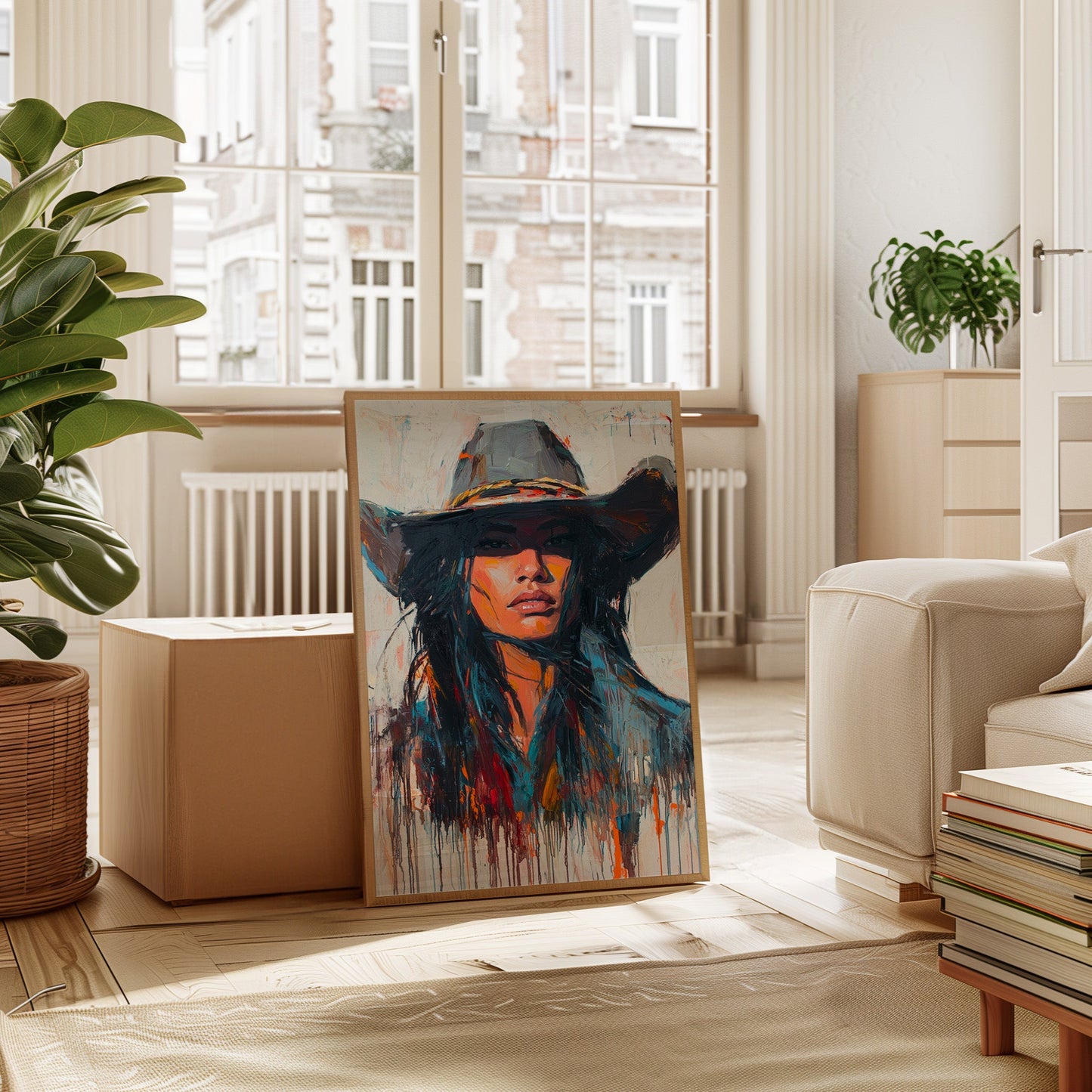 Wild Western Woman Canvas – Bold Cowgirl Portrait Wall Art