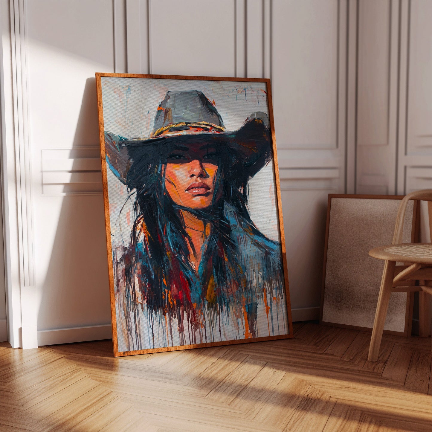 Wild Western Woman Canvas – Bold Cowgirl Portrait Wall Art