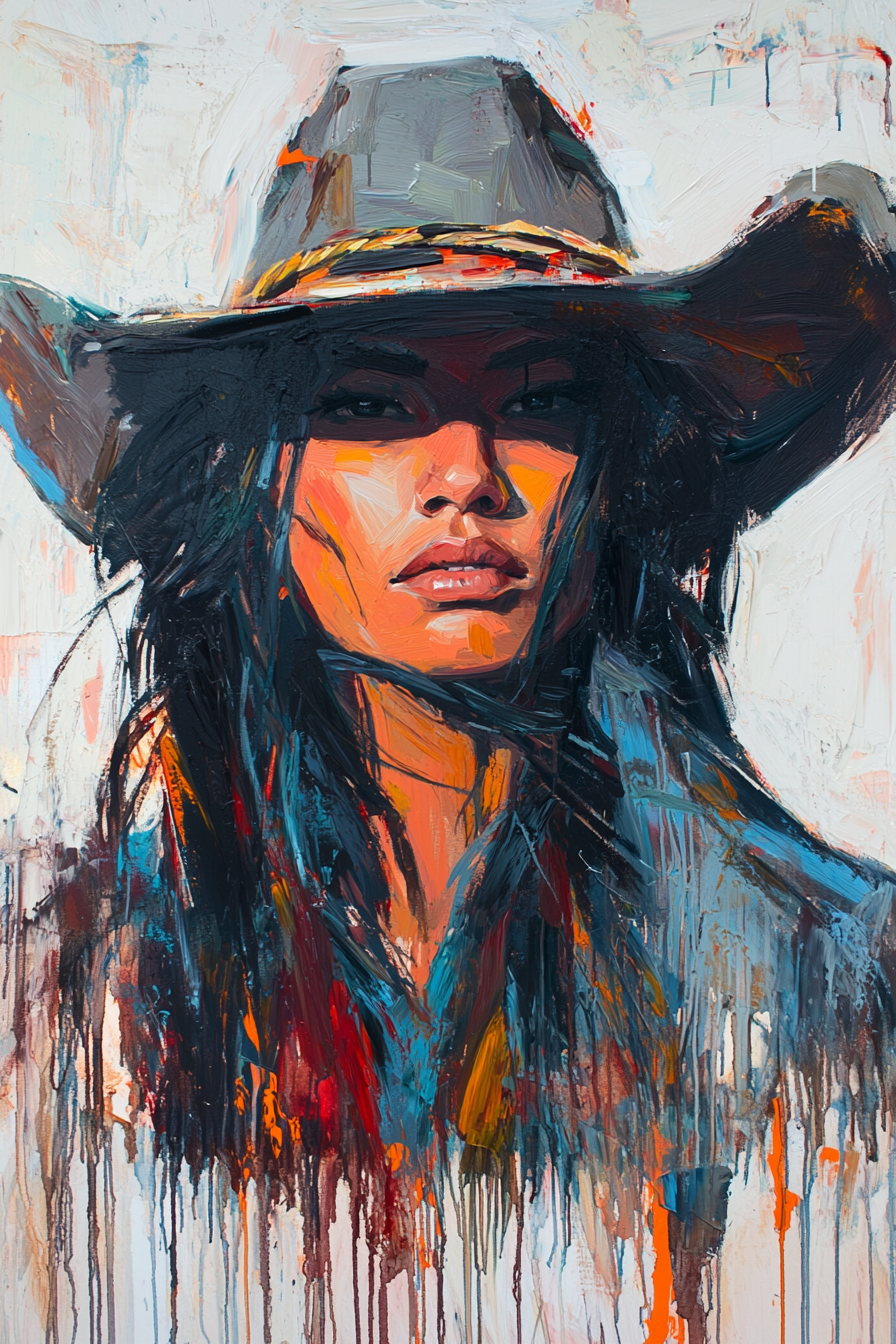 Wild Western Woman Canvas – Bold Cowgirl Portrait Wall Art