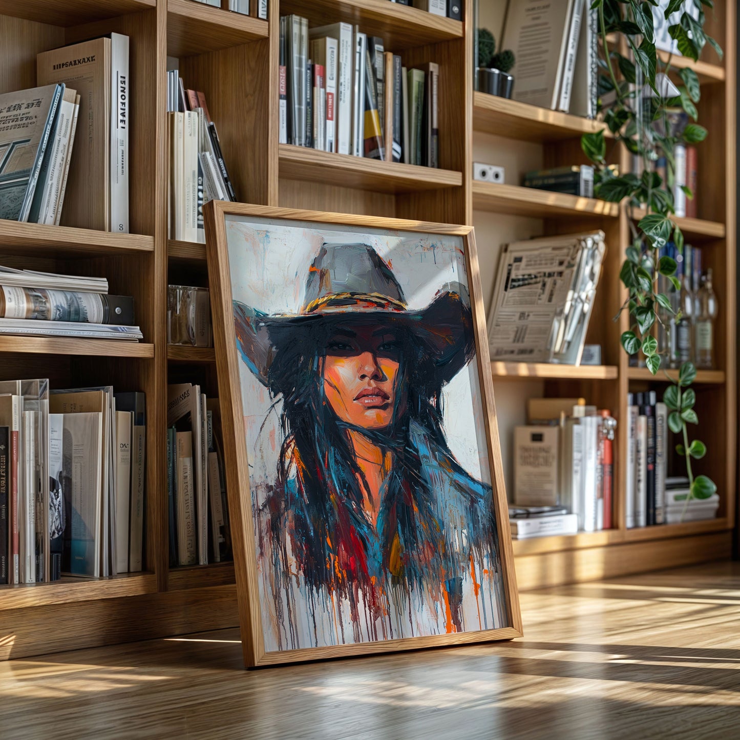 Wild Western Woman Canvas – Bold Cowgirl Portrait Wall Art