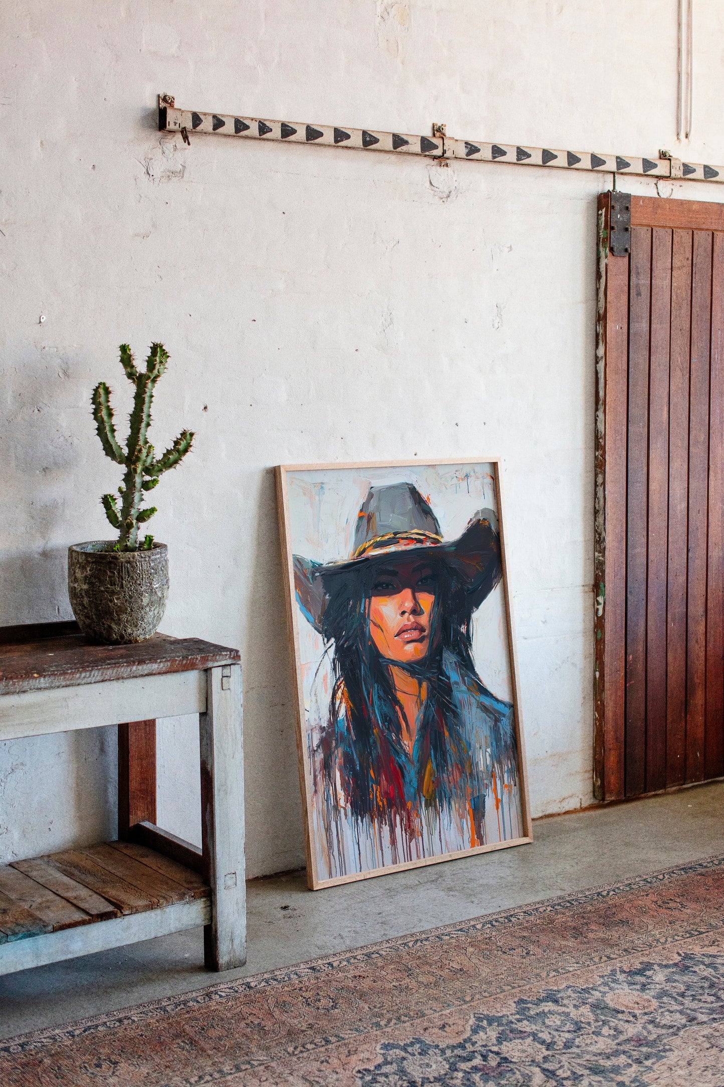 Wild Western Woman Canvas – Bold Cowgirl Portrait Wall Art