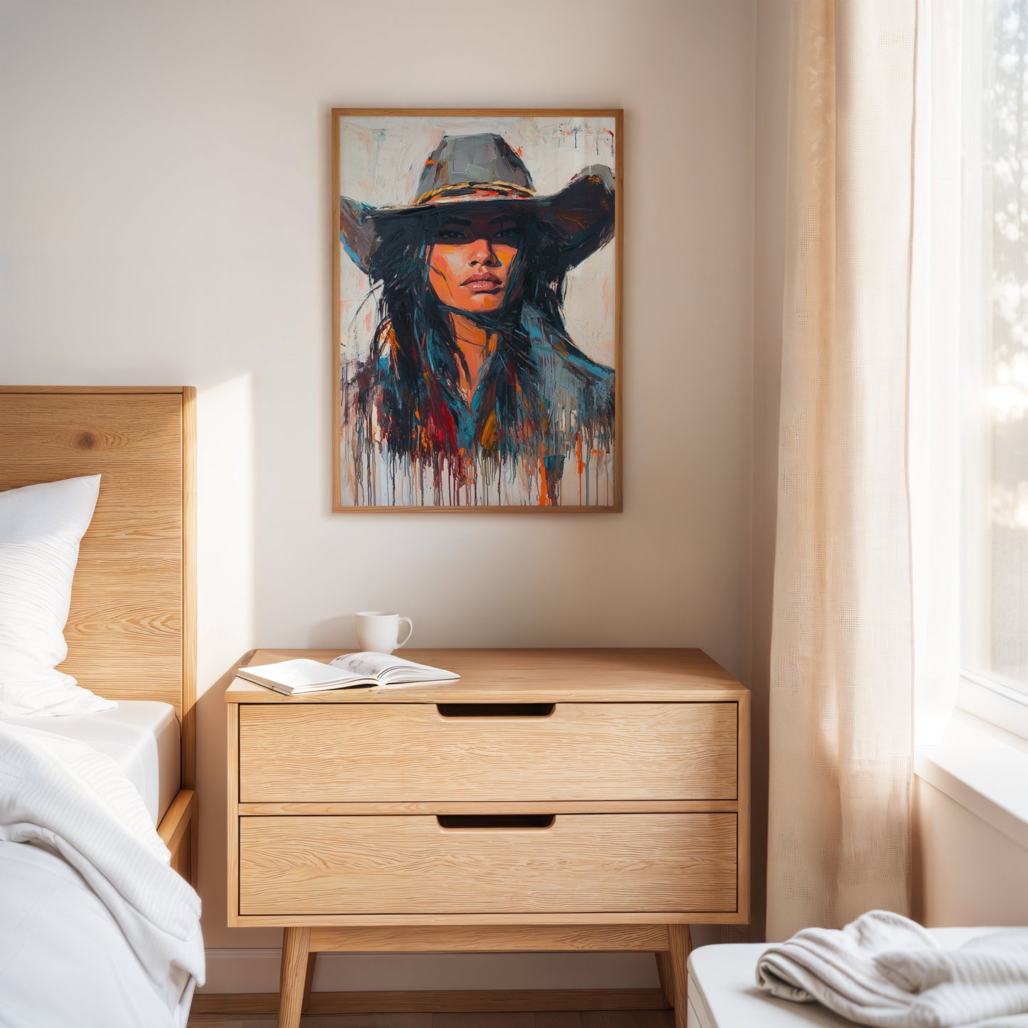 Wild Western Woman Canvas – Bold Cowgirl Portrait Wall Art