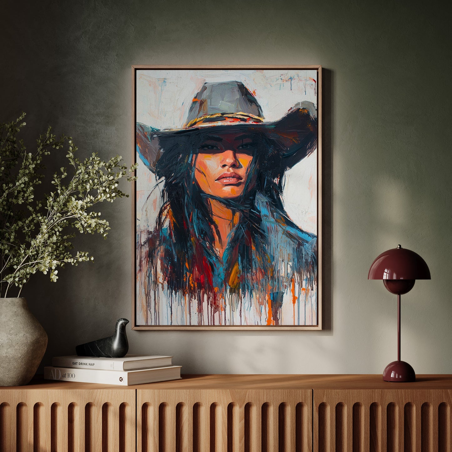 Wild Western Woman Canvas – Bold Cowgirl Portrait Wall Art