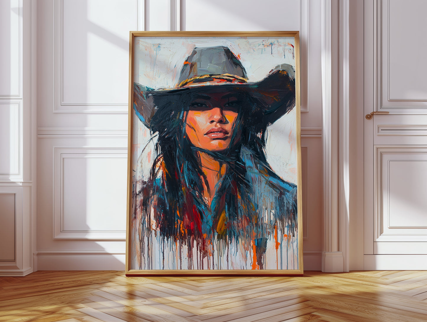 Wild Western Woman Canvas – Bold Cowgirl Portrait Wall Art