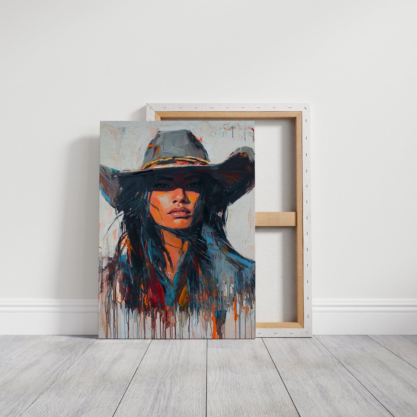 Wild Western Woman Canvas – Bold Cowgirl Portrait Wall Art