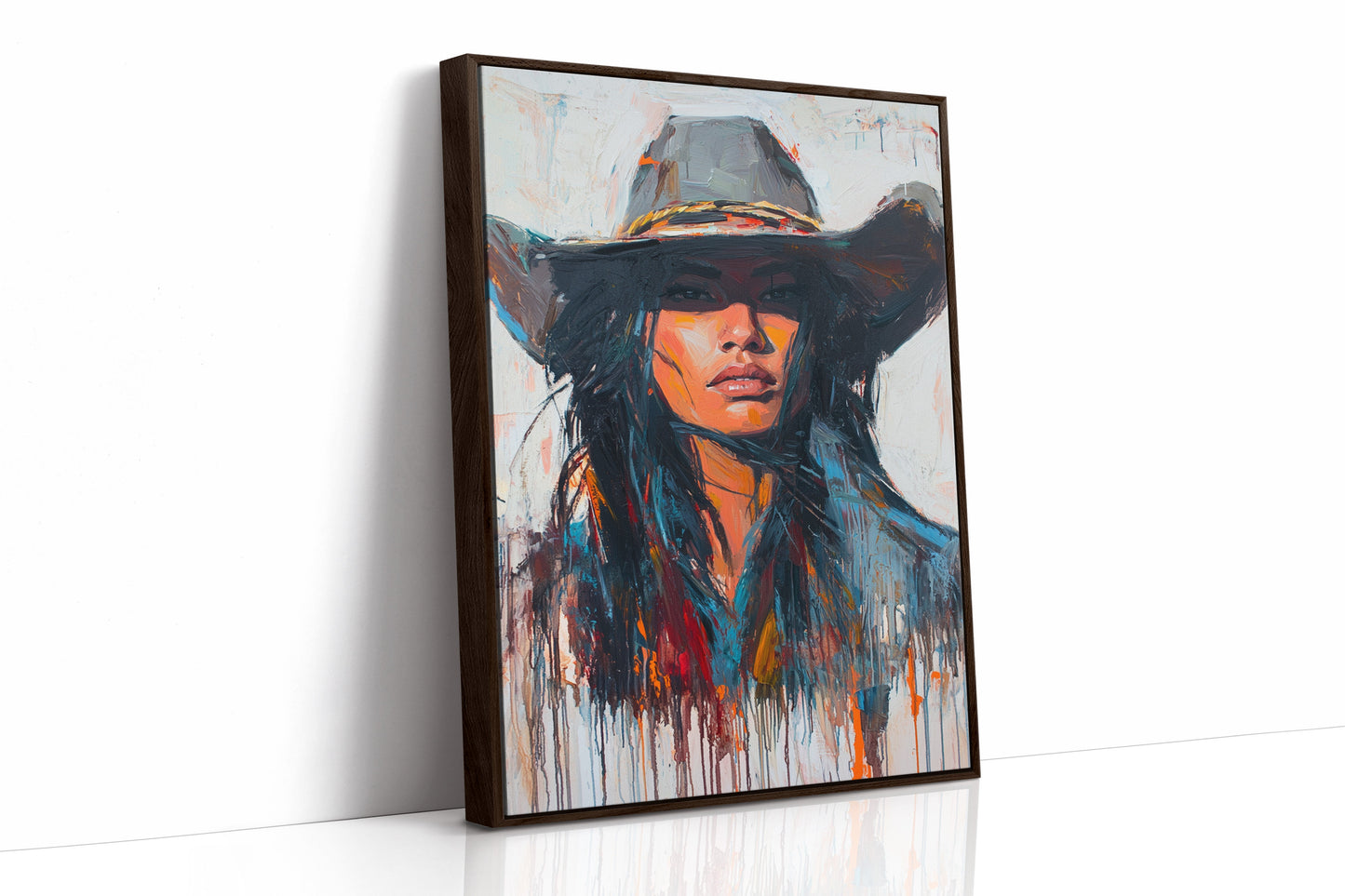 Wild Western Woman Canvas – Bold Cowgirl Portrait Wall Art