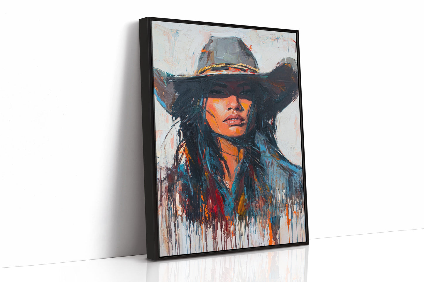 Wild Western Woman Canvas – Bold Cowgirl Portrait Wall Art