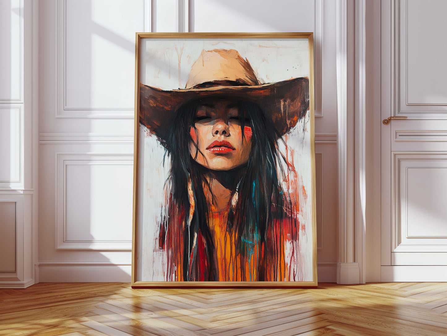 Painted Cowgirl Canvas – Boho Western Woman Wall Art