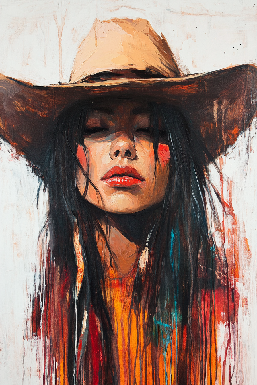 Painted Cowgirl Canvas – Boho Western Woman Wall Art