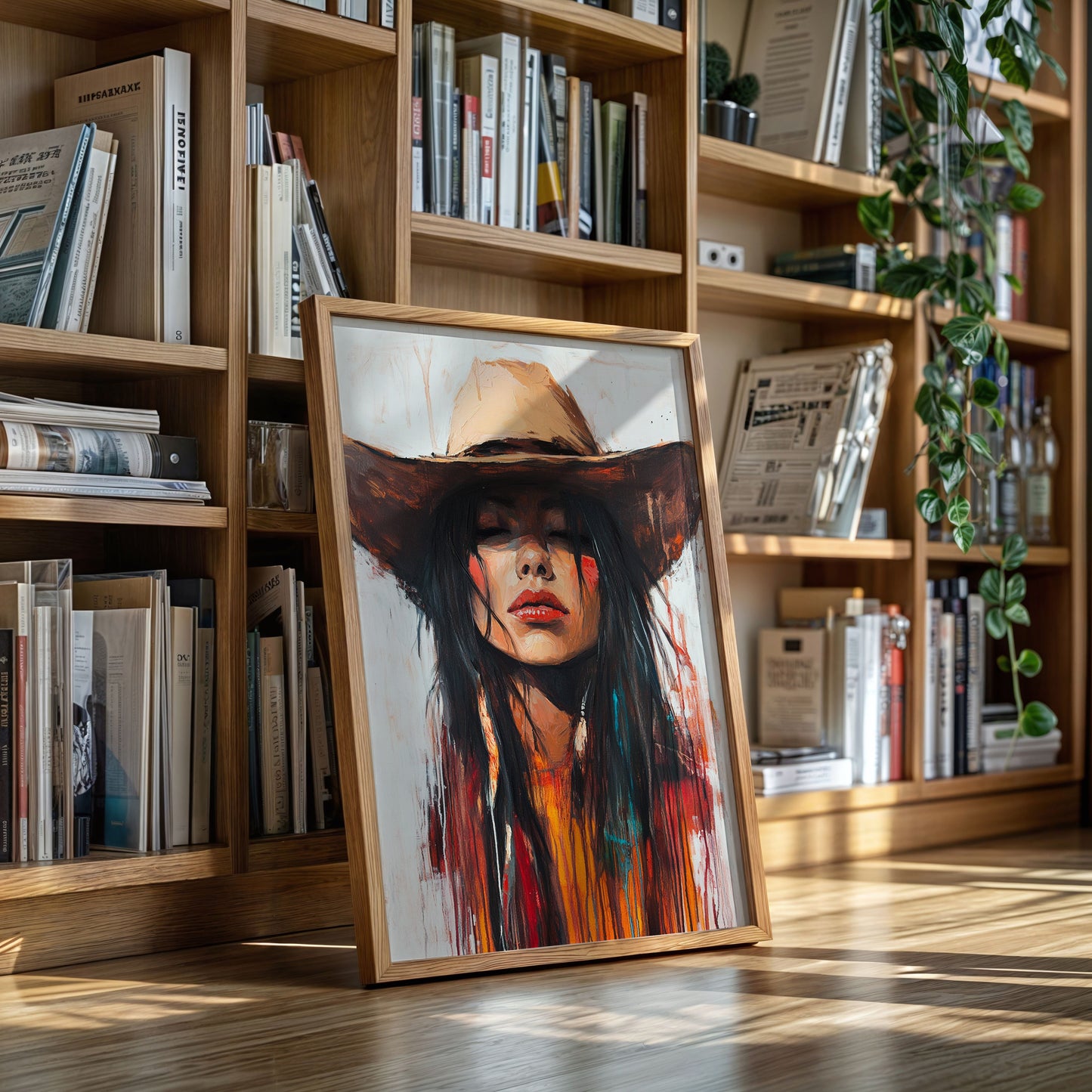 Painted Cowgirl Canvas – Boho Western Woman Wall Art