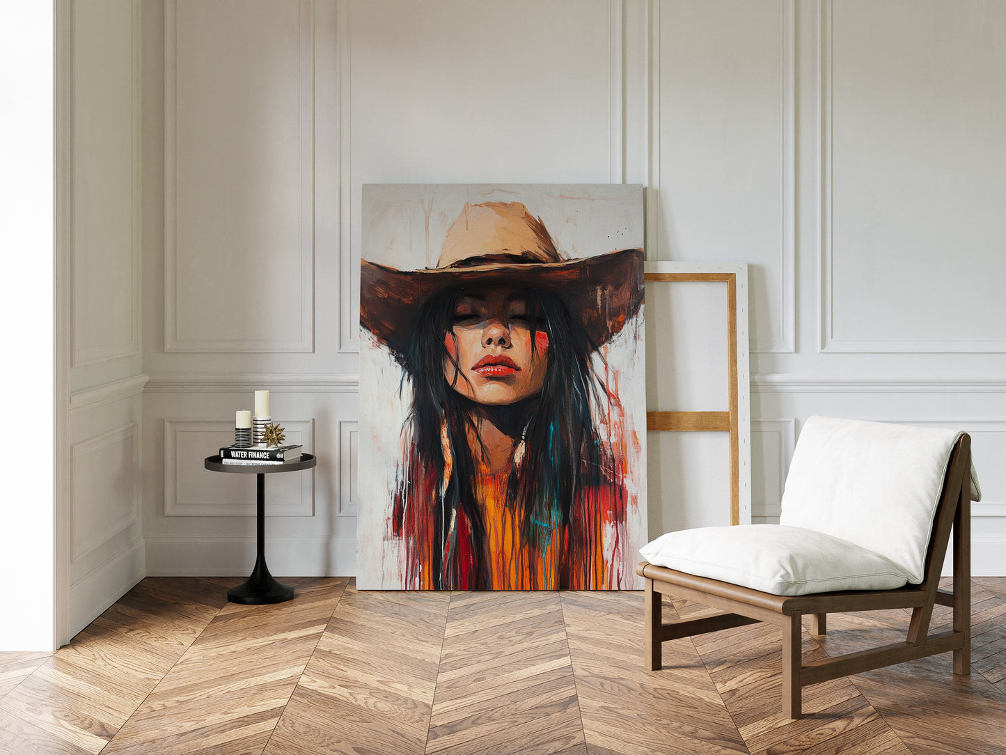 Painted Cowgirl Canvas – Boho Western Woman Wall Art