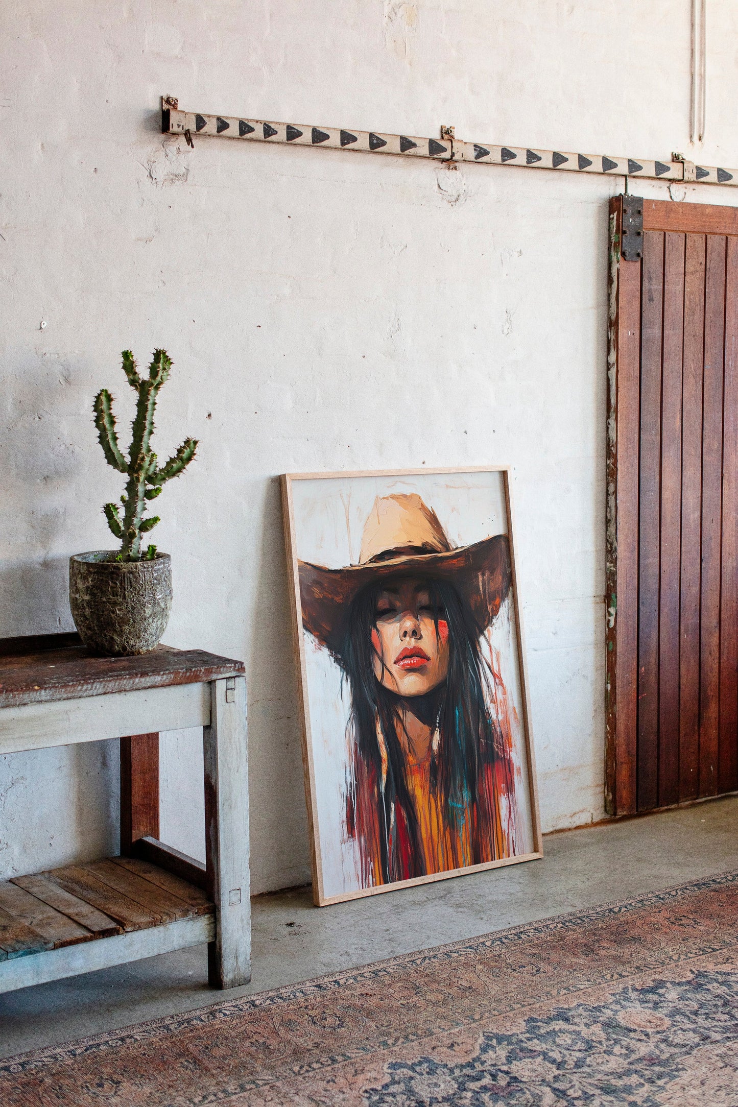 Painted Cowgirl Canvas – Boho Western Woman Wall Art