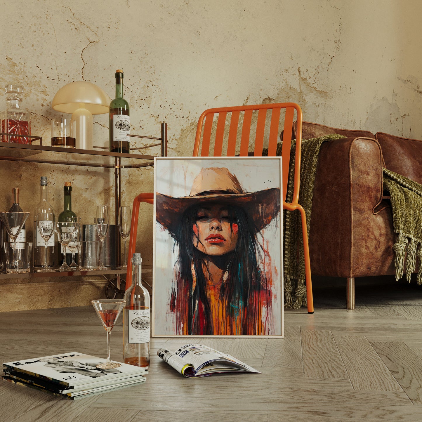 Painted Cowgirl Canvas – Boho Western Woman Wall Art