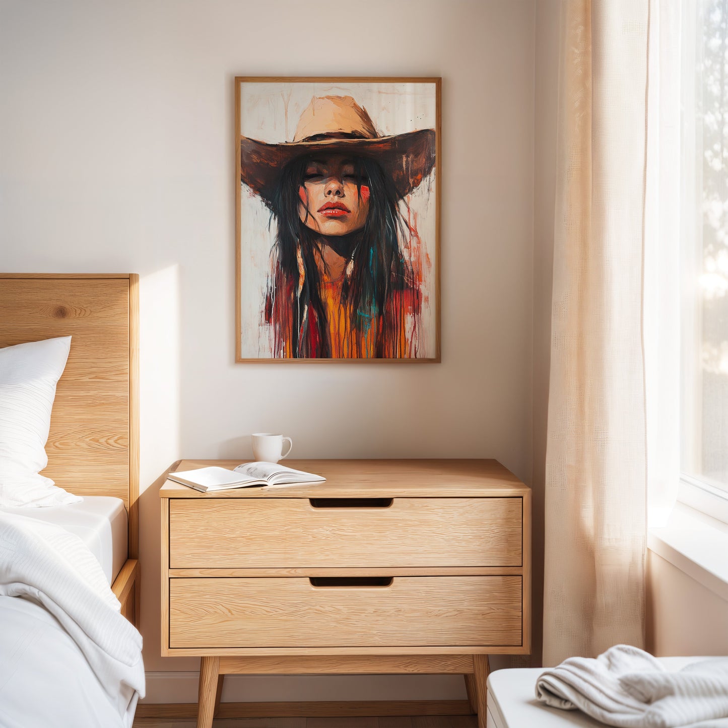 Painted Cowgirl Canvas – Boho Western Woman Wall Art
