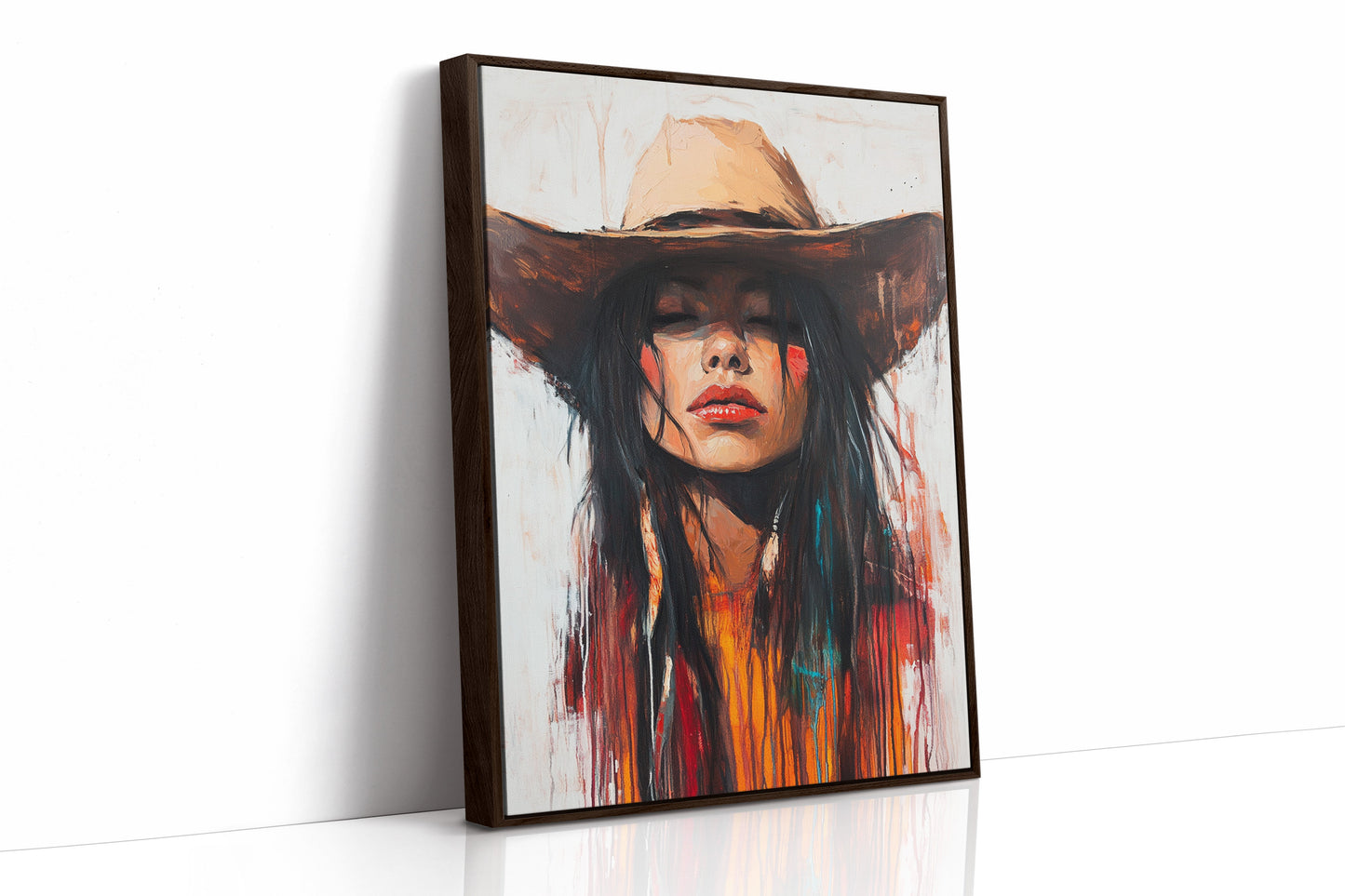 Painted Cowgirl Canvas – Boho Western Woman Wall Art