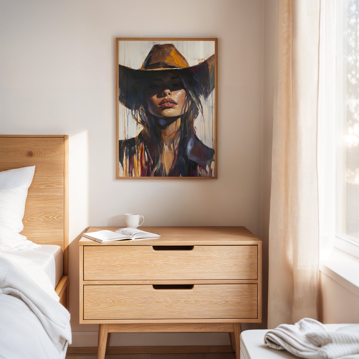 Shadowed Cowgirl Canvas – Western Femme Fatale Wall Art