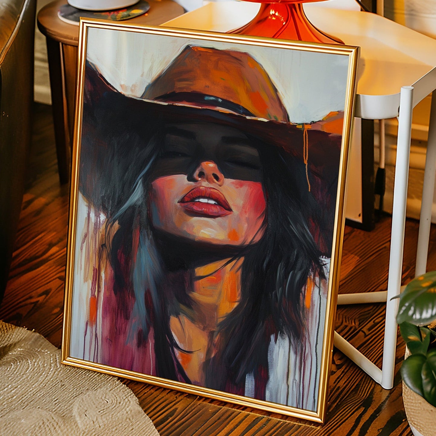 Desert Flame Cowgirl Canvas – Bold Western Woman Wall Art