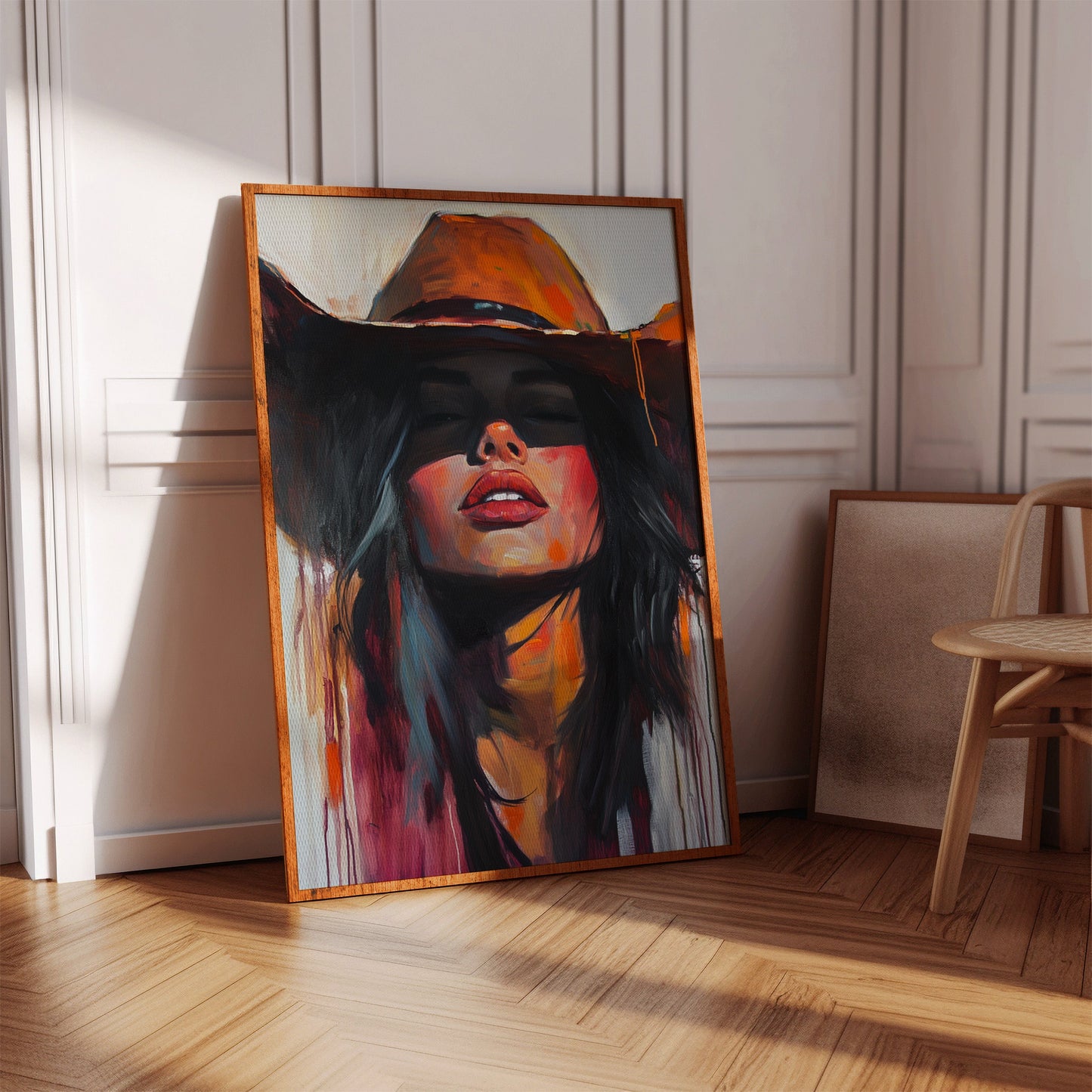 Desert Flame Cowgirl Canvas – Bold Western Woman Wall Art