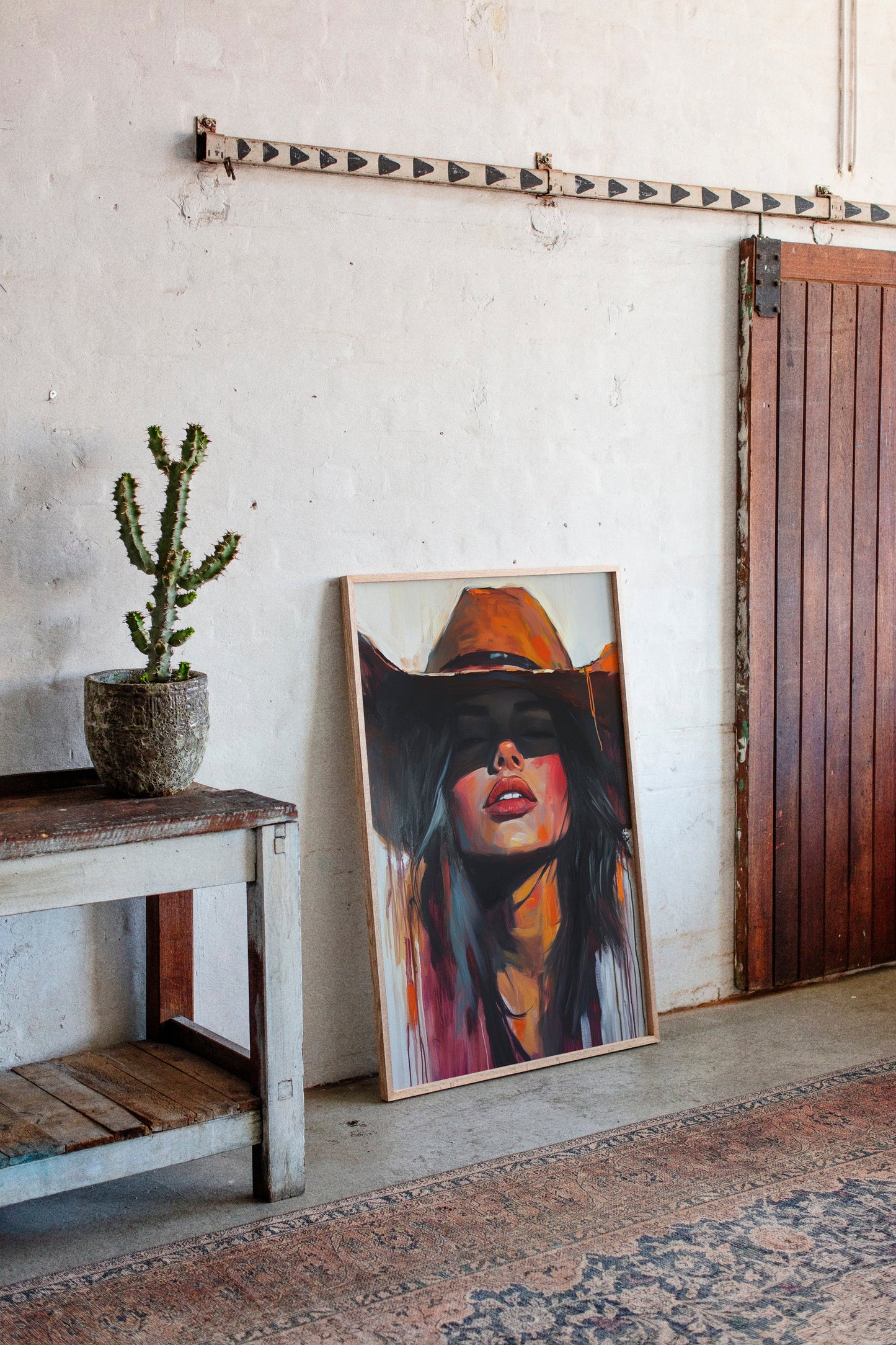 Desert Flame Cowgirl Canvas – Bold Western Woman Wall Art