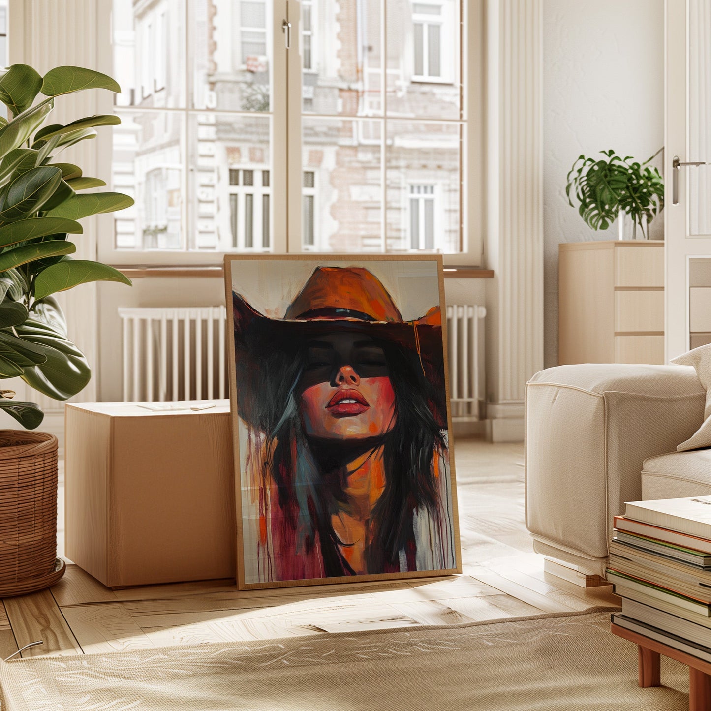 Desert Flame Cowgirl Canvas – Bold Western Woman Wall Art