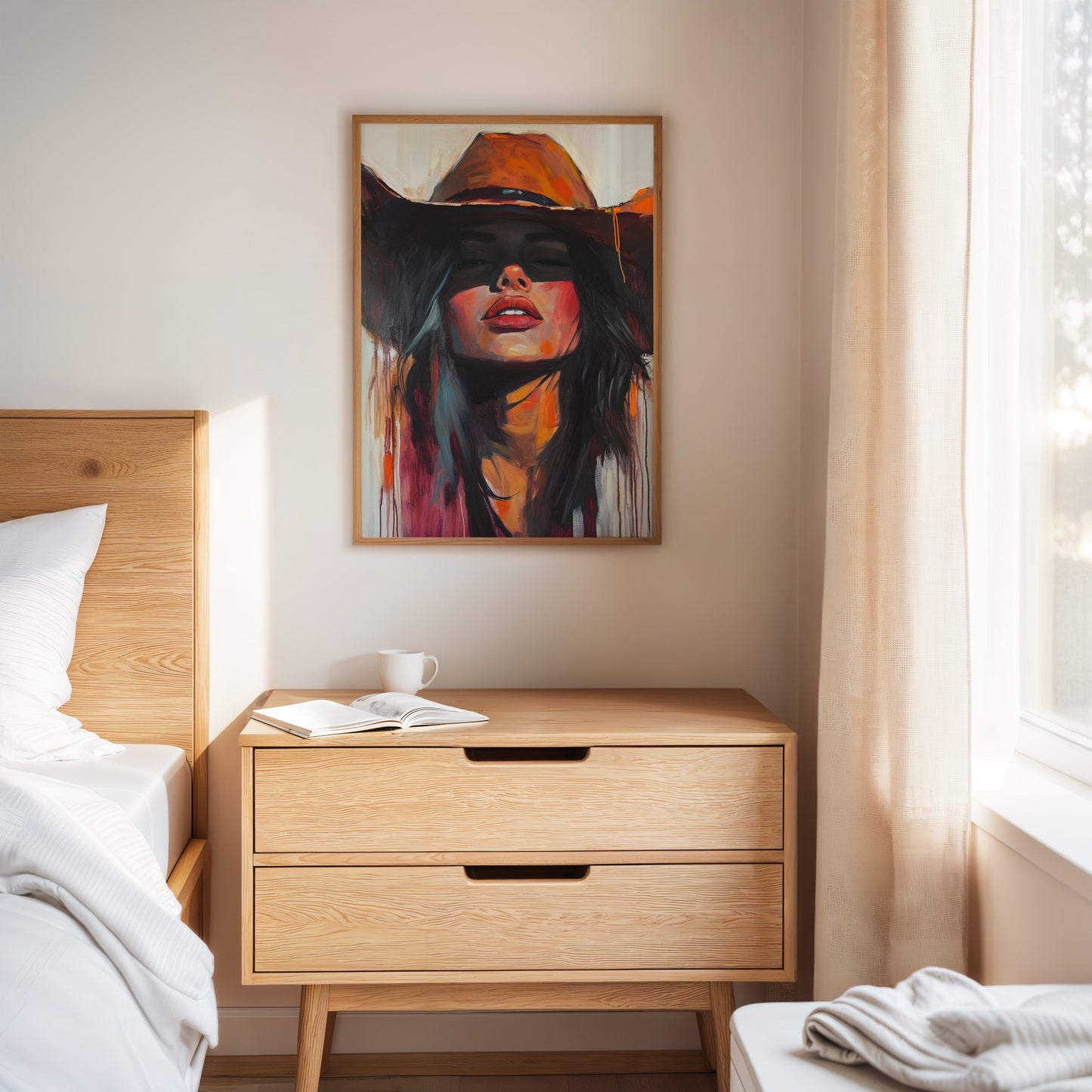 Desert Flame Cowgirl Canvas – Bold Western Woman Wall Art