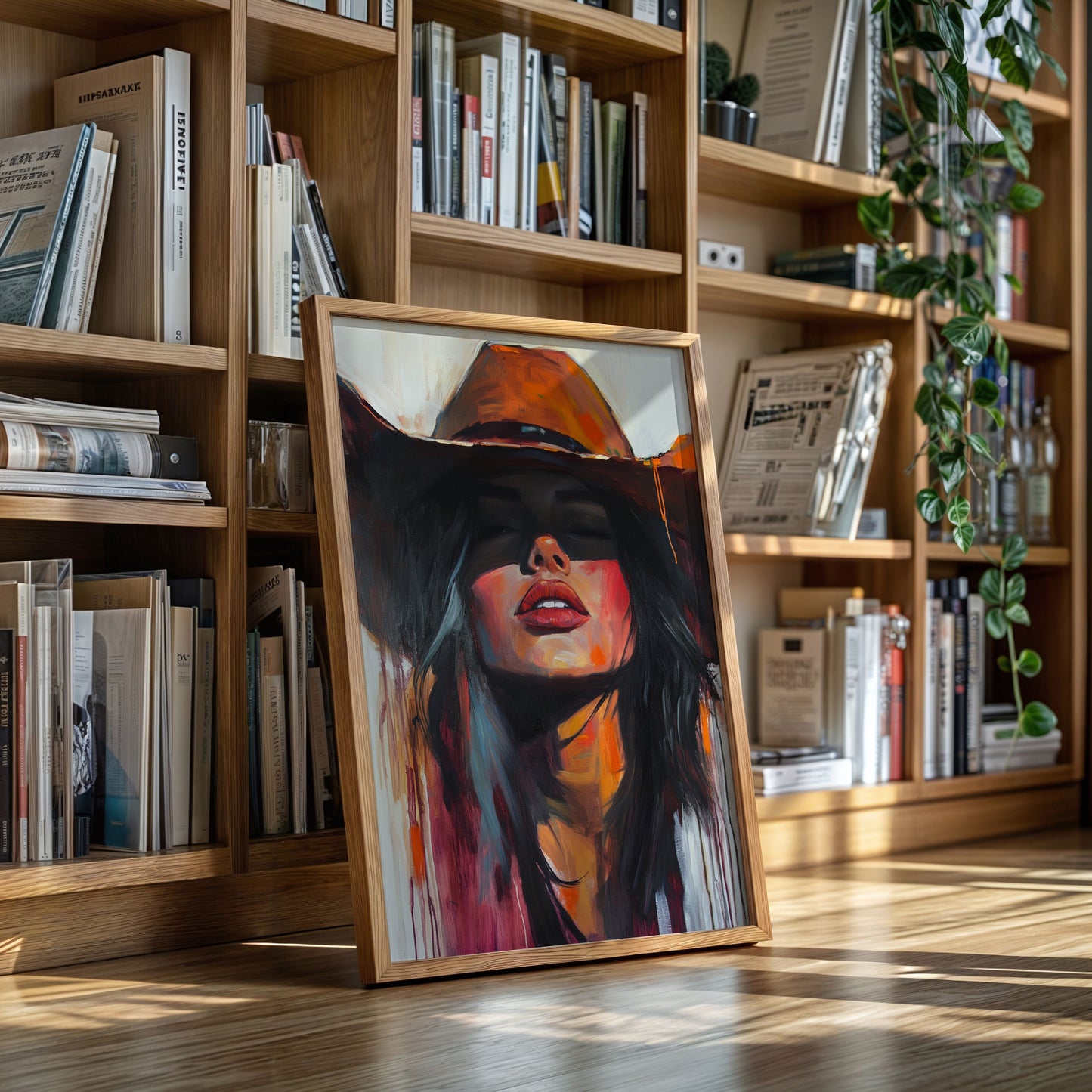 Desert Flame Cowgirl Canvas – Bold Western Woman Wall Art