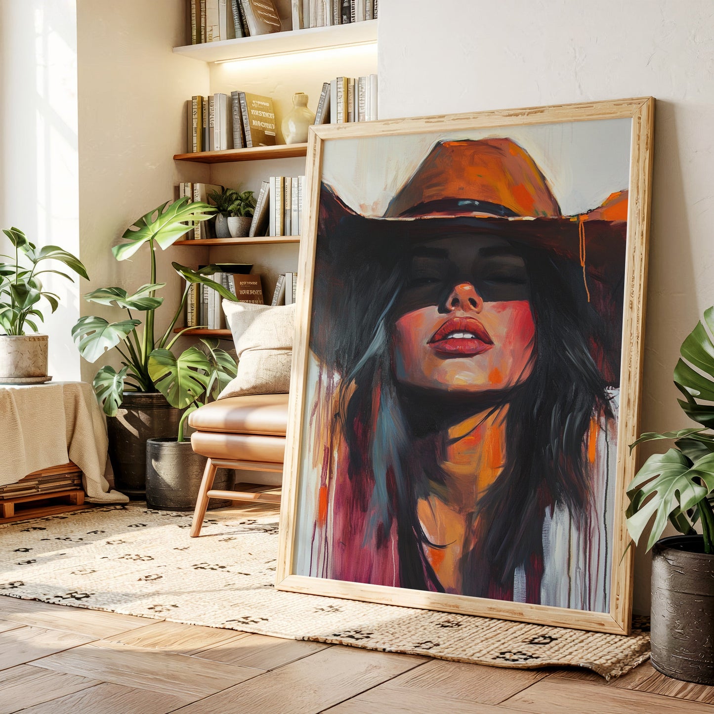 Desert Flame Cowgirl Canvas – Bold Western Woman Wall Art