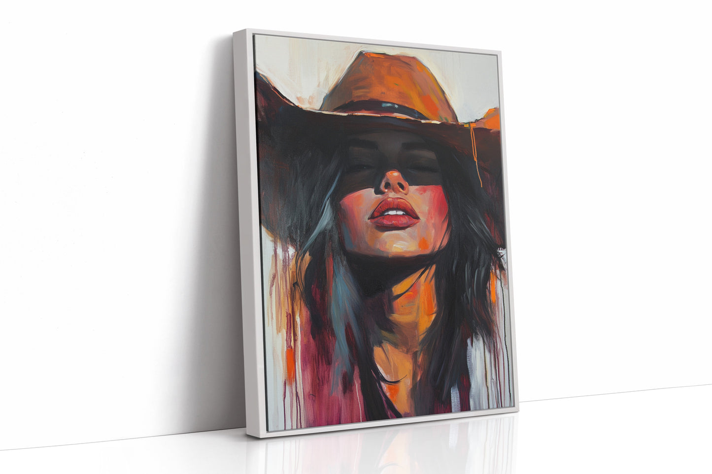 Desert Flame Cowgirl Canvas – Bold Western Woman Wall Art