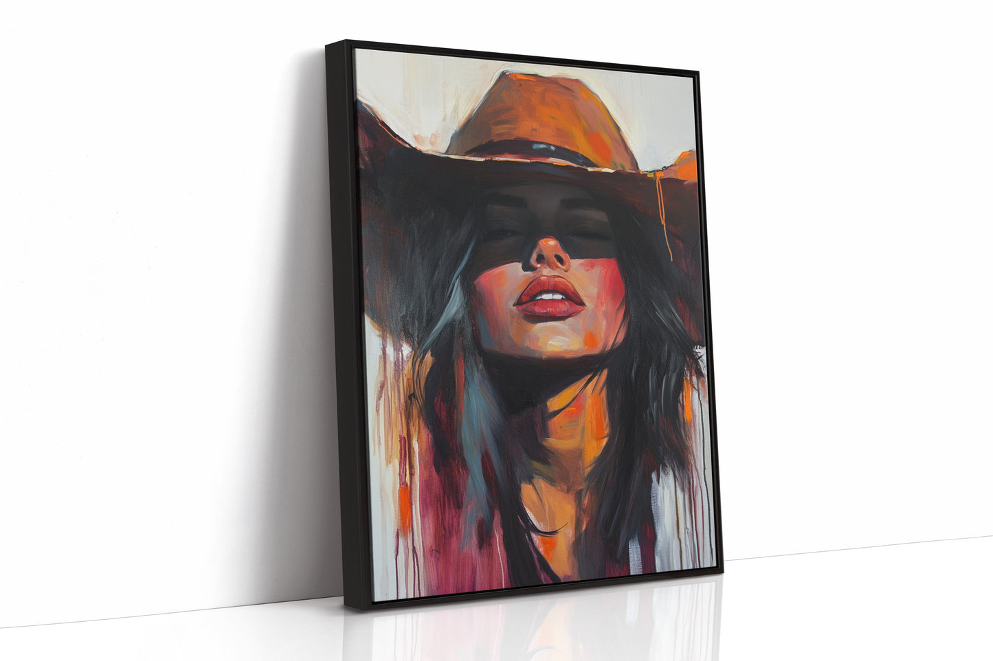 Desert Flame Cowgirl Canvas – Bold Western Woman Wall Art