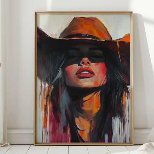 Sunkissed Heat – Bold Cowgirl Portrait with Fiery Palette