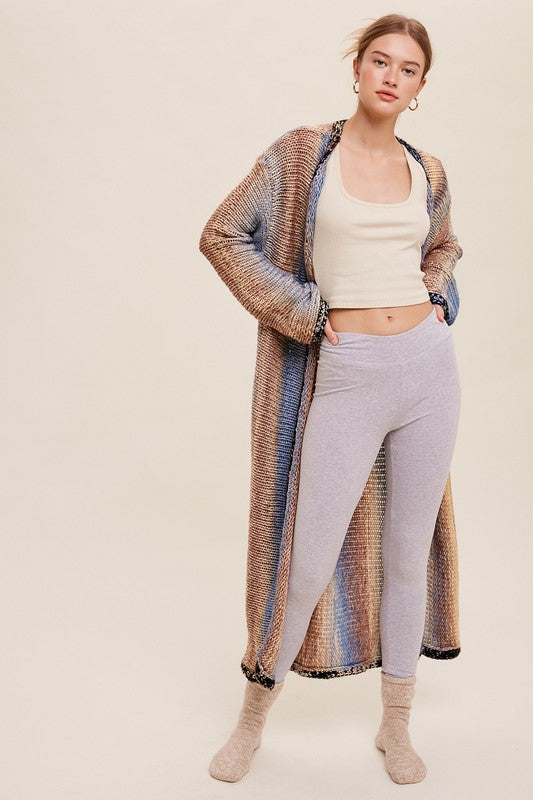 Stacie OmbreLong Knit Open Cardigan