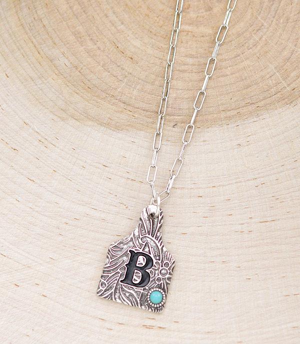 Cattle Tag Initial Necklace - choice of initials