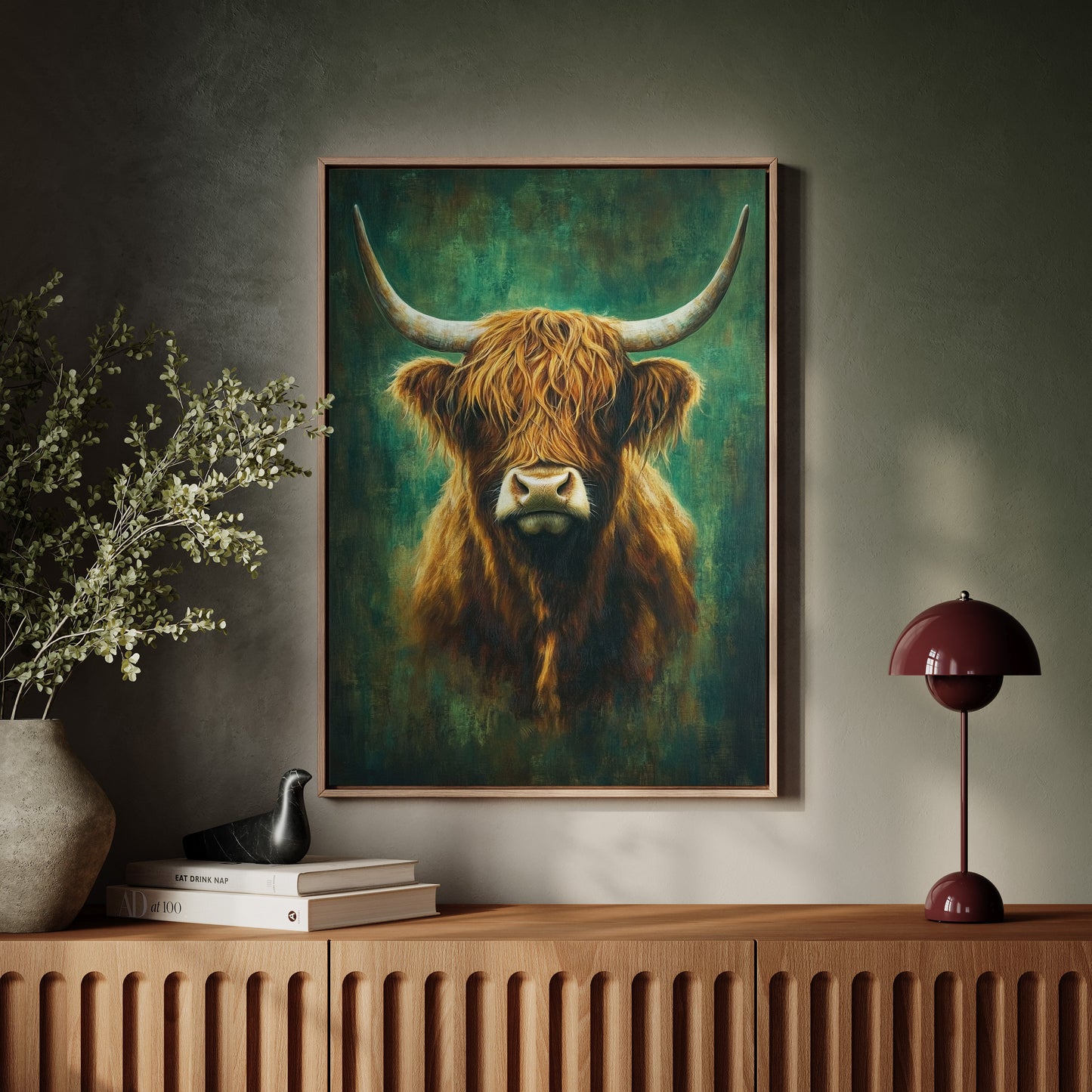 Highland Majesty in Emerald Light Western Farm Cow Ranch Wall Decor