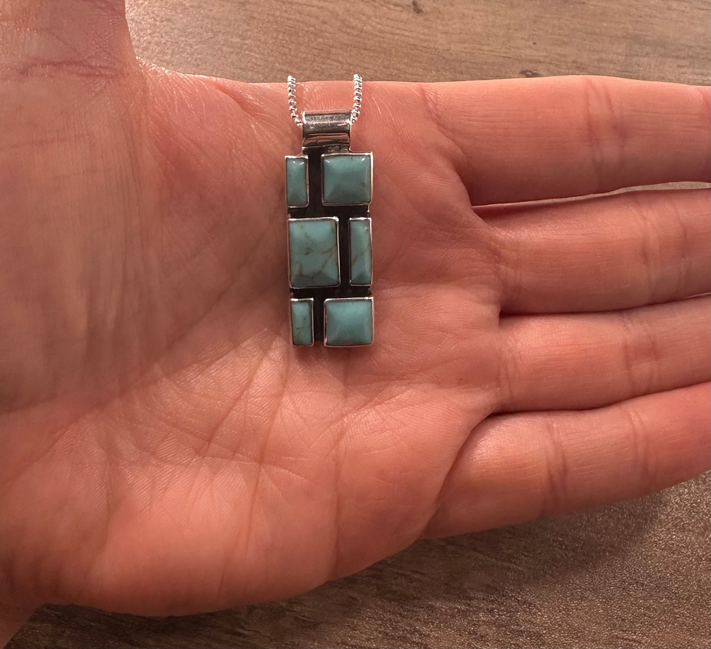 Medium Turquoise Mosaic Pendant Necklace