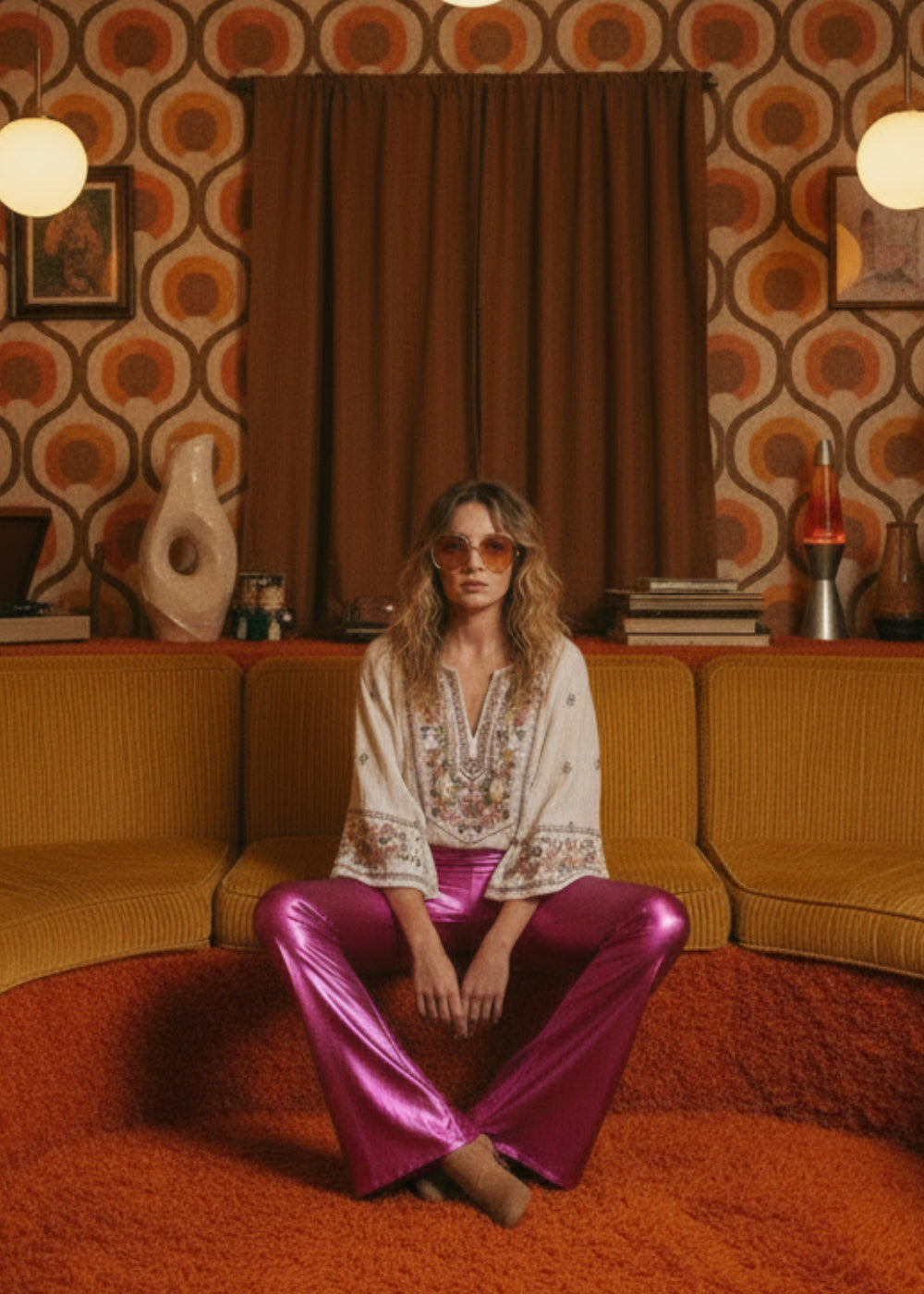 Pink Metallic Faux Leather Bell Bottoms | Flare Pants