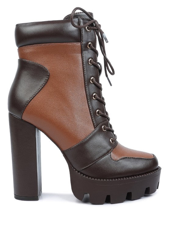 Cow Print Lace-up Block Heel Boots choice of colors