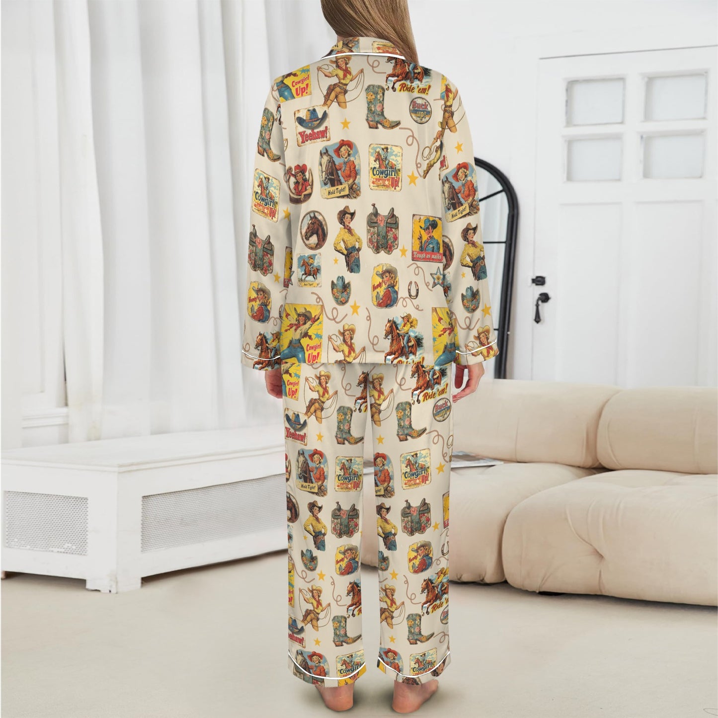 Vintage Cowgirl Collage Western Rodeo Pajamas
