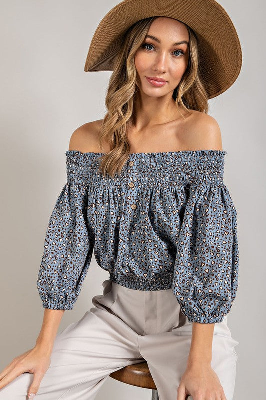 Animal Print Off Shoulder Top choice of colors