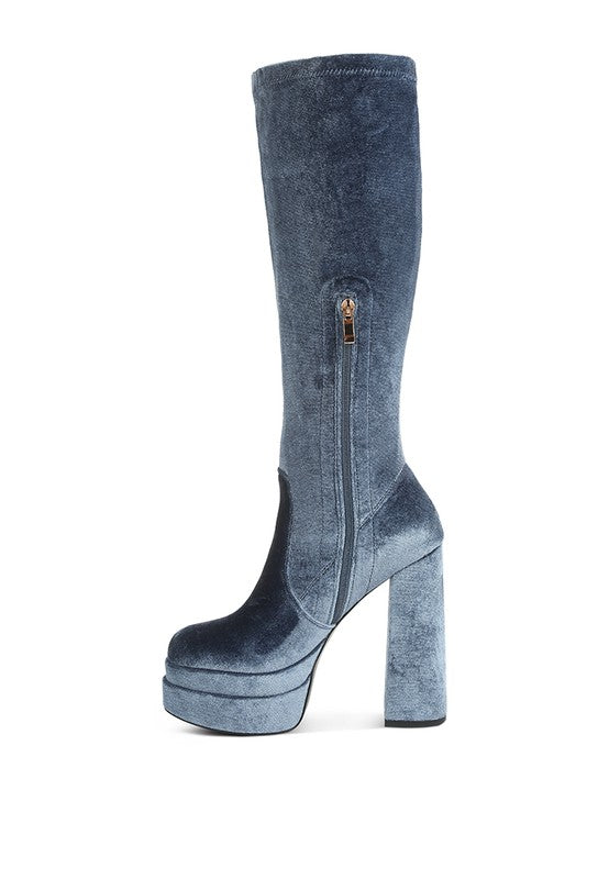 Lazuli High Block Heel Velvet Boot choice of colors