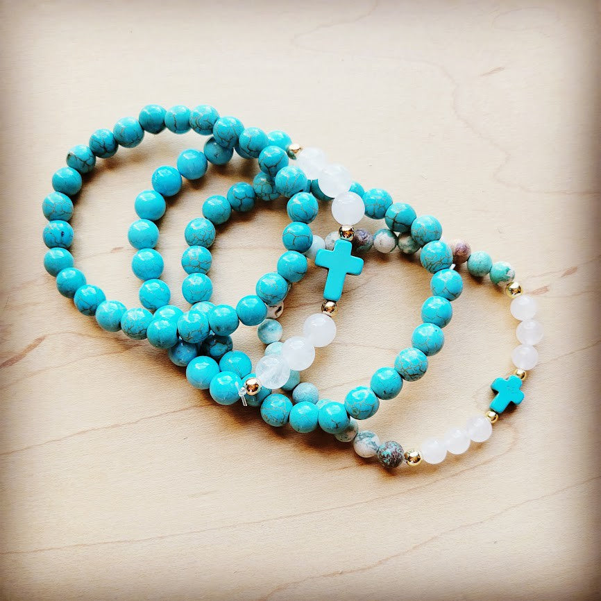 The Jewelry Junkie Natural Jade and Howlite Beaded Stretch Breacelet 806w