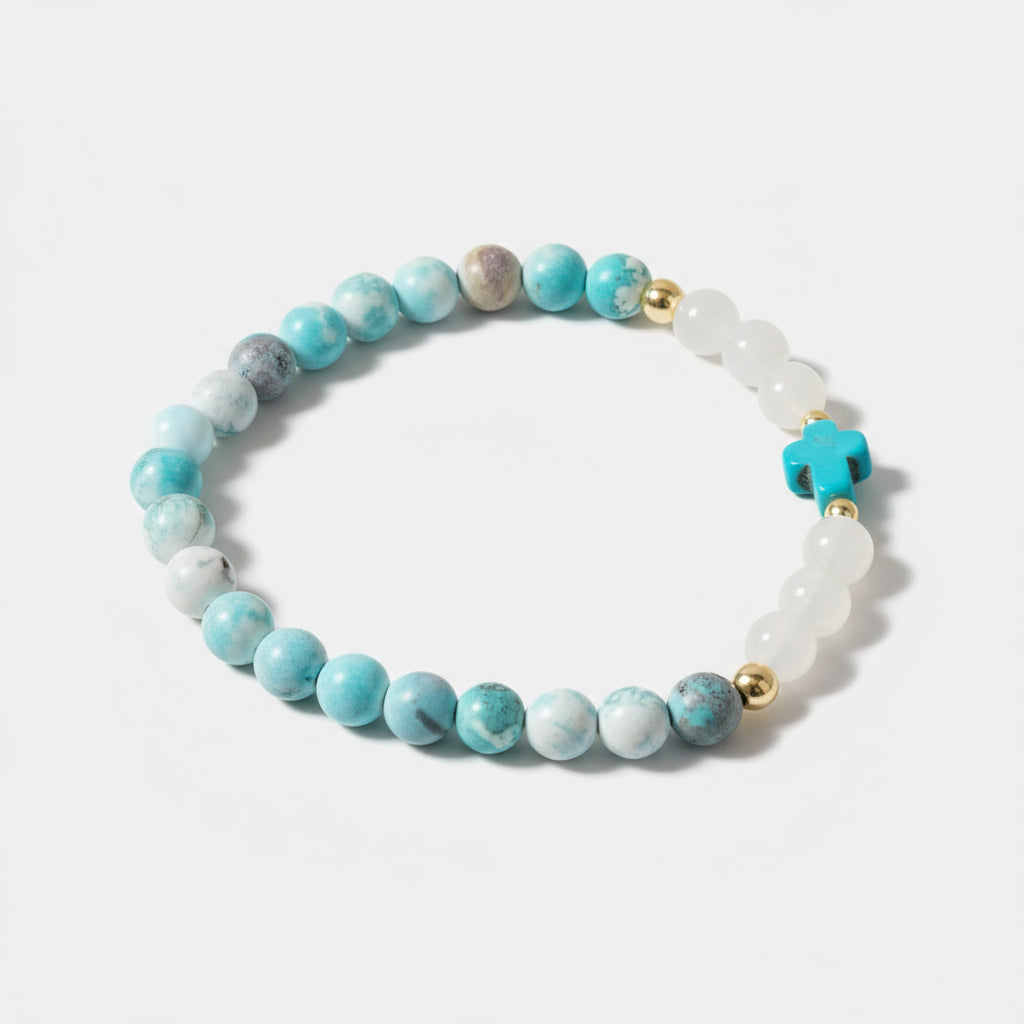 The Jewelry Junkie Natural Jade and Howlite Beaded Stretch Breacelet 806w