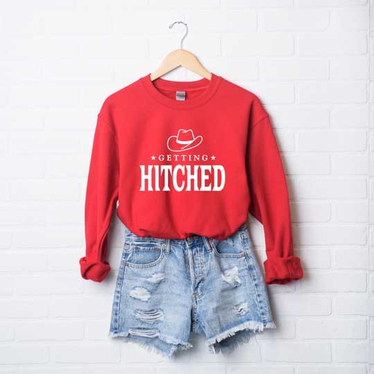 Getting Hitched Western Text Graphic Sweatshirt