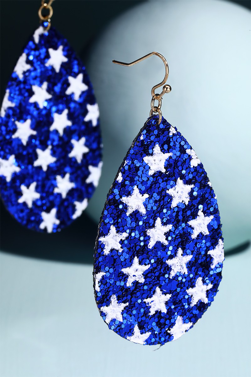 Faux Leather Patriotic Star Earrings