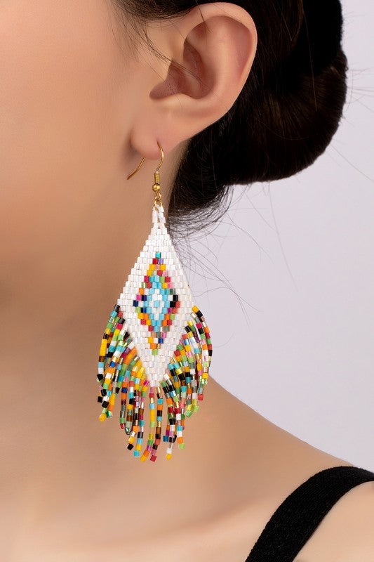 Zulu Beaded Tassel Earrings earrings - Leone Culture