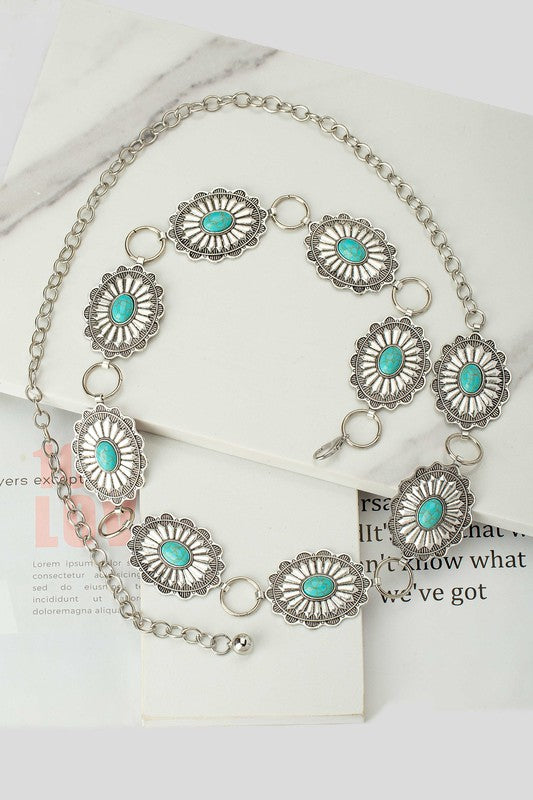 Concho Turquoise Chain Belt