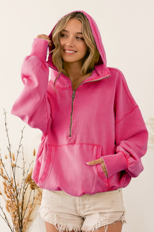 Stitch Detailed Elastic Hem Hoodie choice of colors