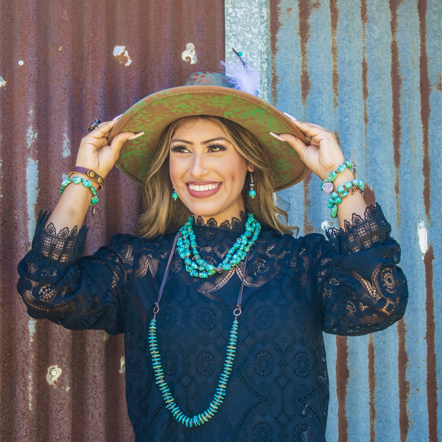 The Jewelry Junkie Turquoise Disc Necklace w/ Leather Ties 261x