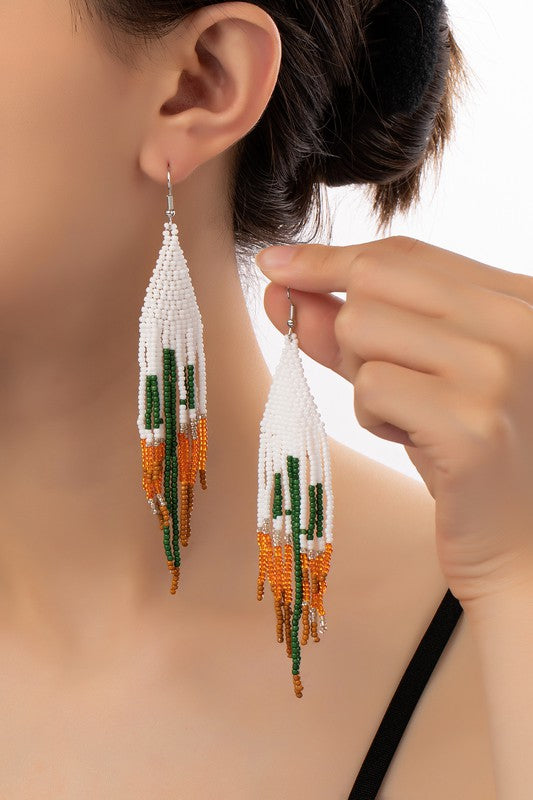 Cactus in desert seed bead earrings