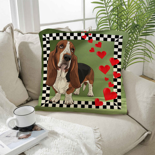 Basset Hound Throw Pillow Case Made in America
