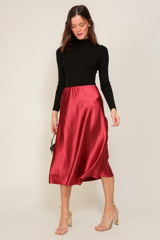 Satin Midi Flare Skirt choice of colors